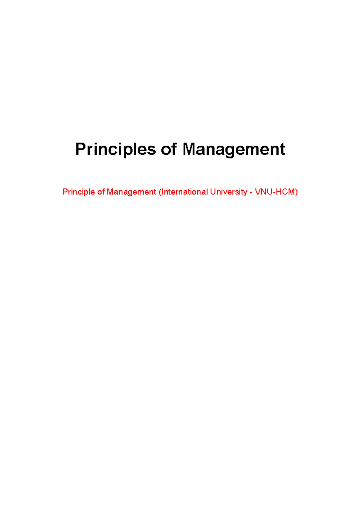 Principles of Management (International University) CHAPTER 1 Overview ...