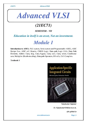 Vlsi module 5 - Module 5 a- Randomization Advanced VLSI (21EC 71 ...