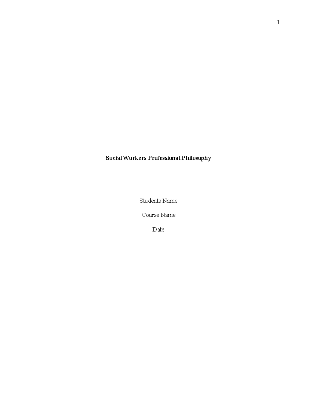 Social Work SWK 101: My Professional Philosophy and Core Values - Studocu