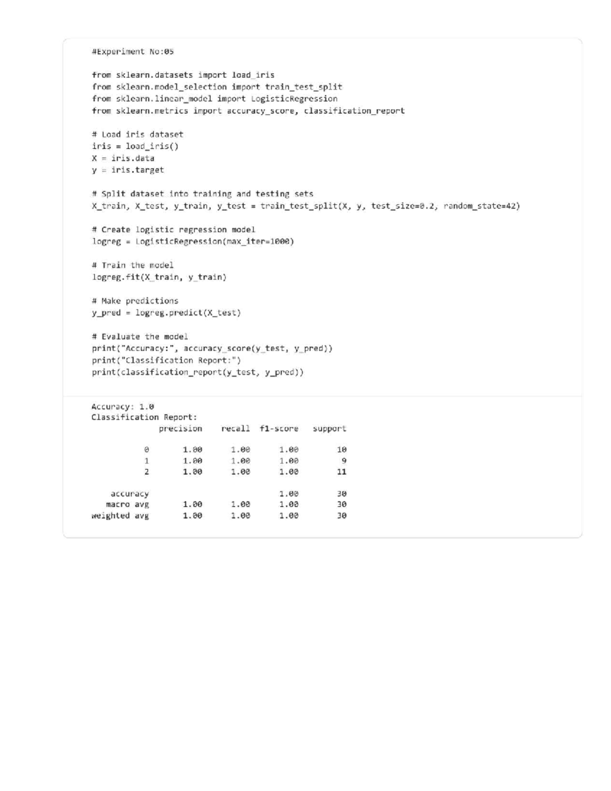 Experiment No 5: Logistic Regression on Iris Dataset - Studocu