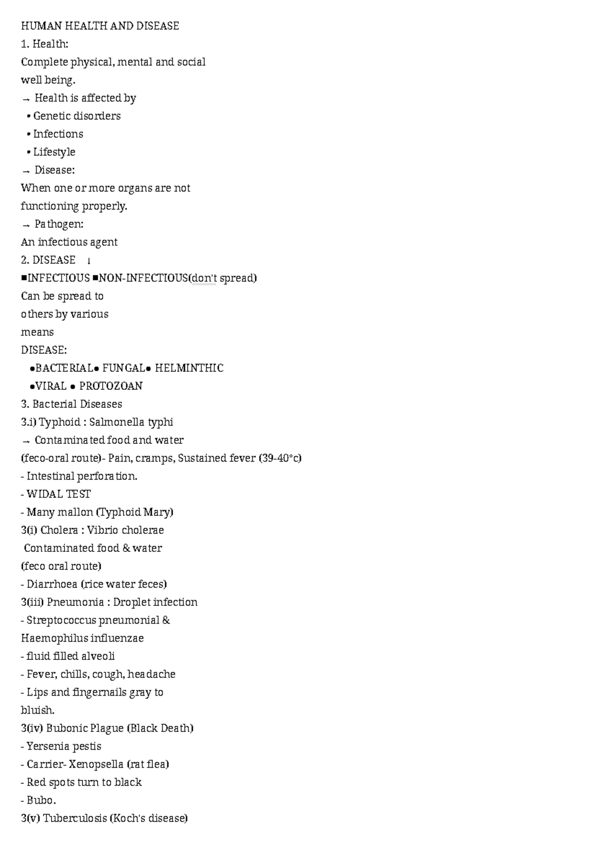 HEALTH AND DISEASE 1: Comprehensive Study Notes for Exam - Studocu