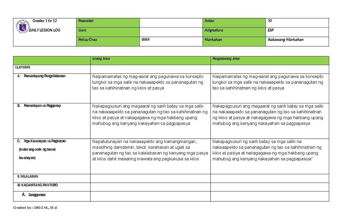 LP: Lesson Plan for Teaching Adverbs of Manner (EN3G-IVi-j-6.1) - Studocu