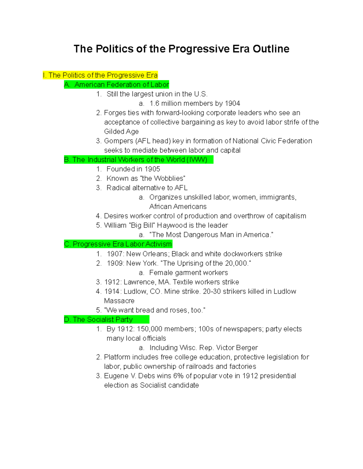 United States History since 1877-The Politics of the Progressive Era ...