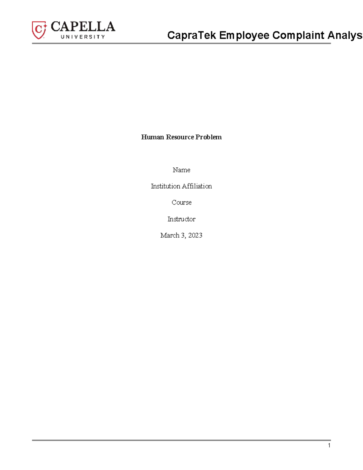 CapraTek Employee Complaint Analysis: HR Issues & Legal Risks - Studocu