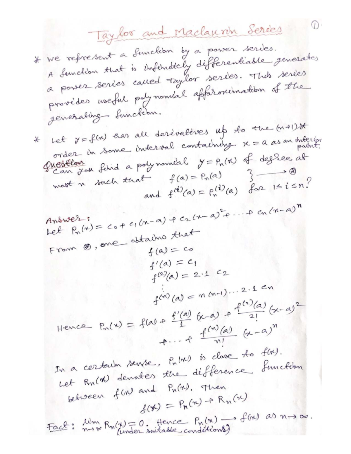Taylor series and Maclaurin series notes for MATH 2 lectures - Studocu
