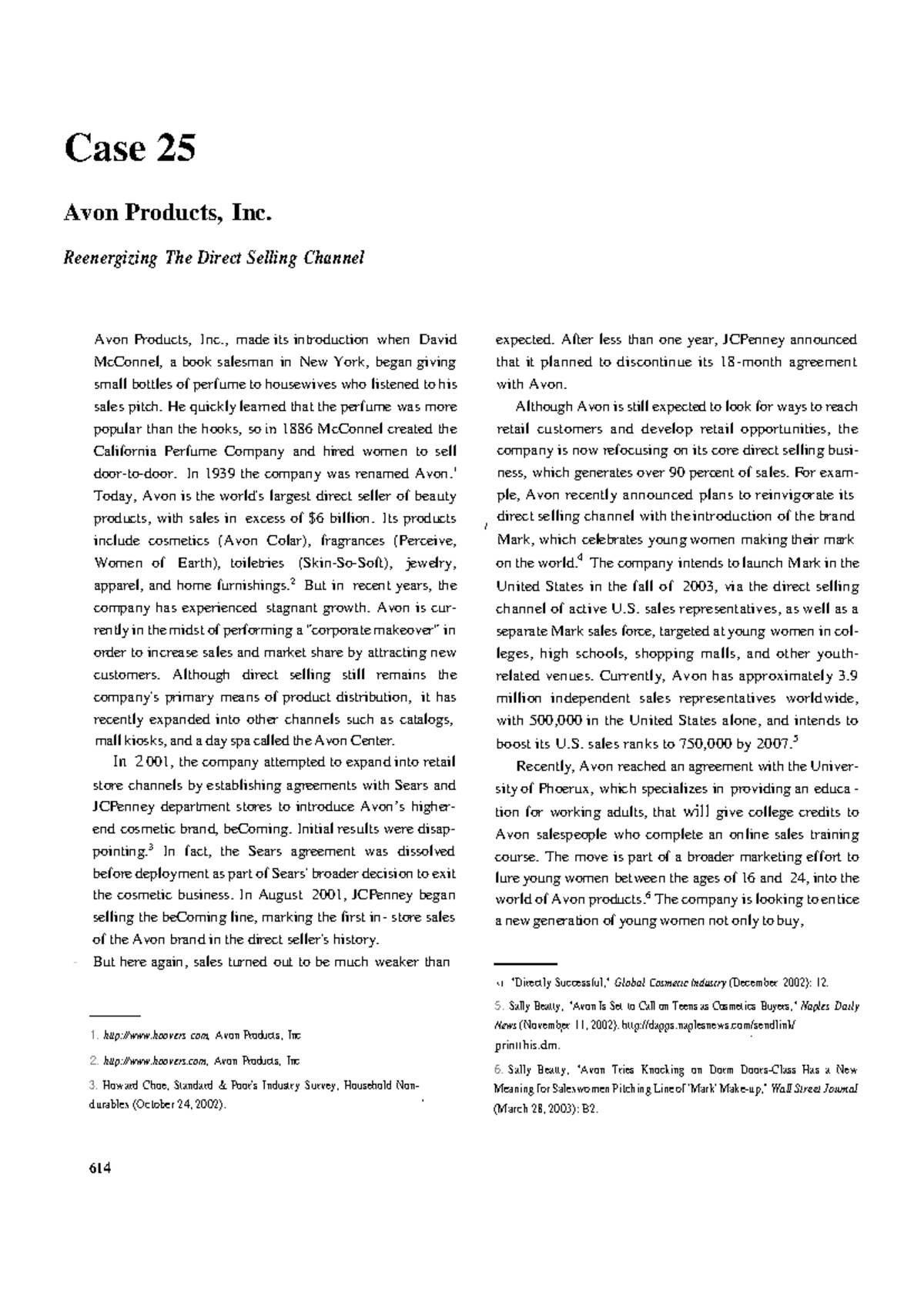 Case Study 25: Avon Products, Inc. - Revitalizing Direct Sales Channel ...
