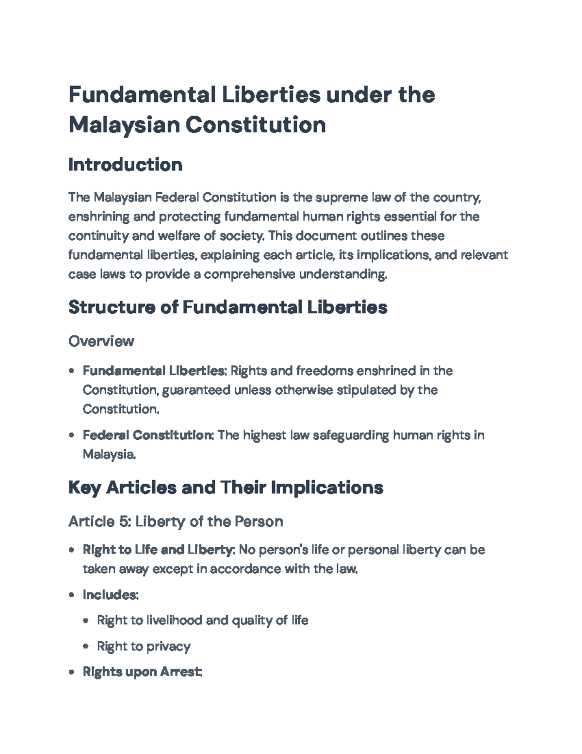 Fundamental Liberties in the Malaysian Constitution: Overview ...