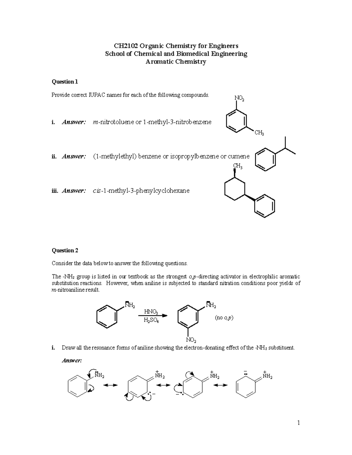CH2102 Final Exam Solutions - Aromatic Chemistry Concepts - Studocu