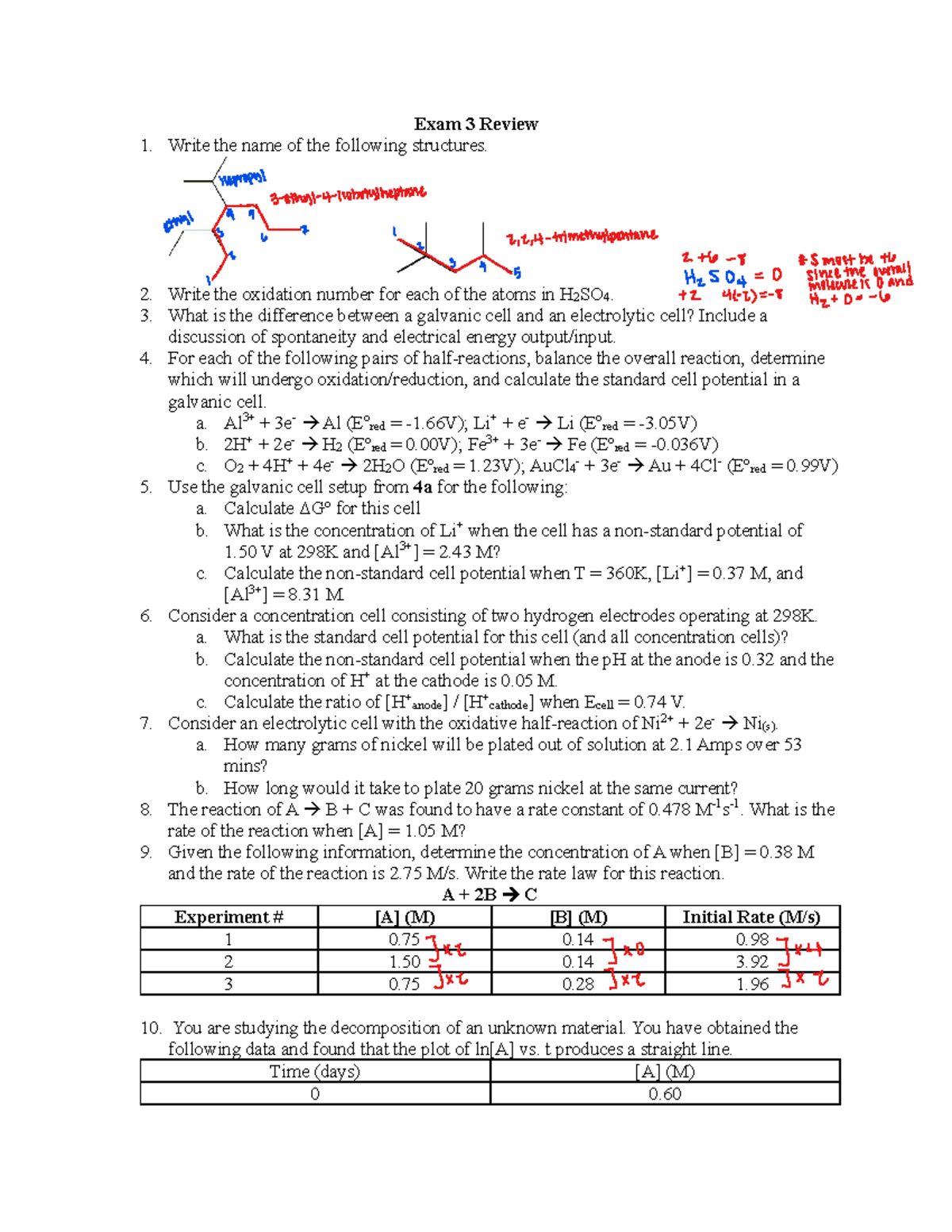 (CHEM 104) Exam 3 Review: Key Concepts & Calculations - Studocu