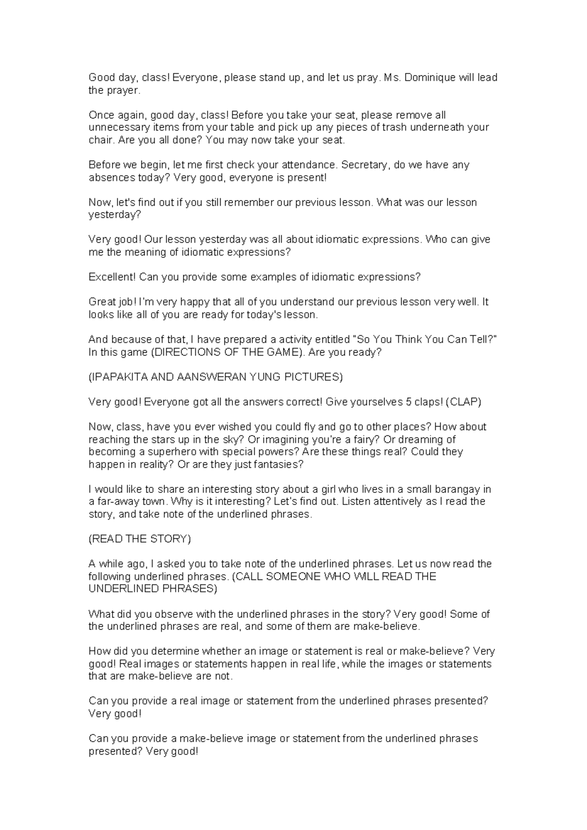 EGE 107- DEMO Script - Good day, class! Everyone, please stand up, and ...