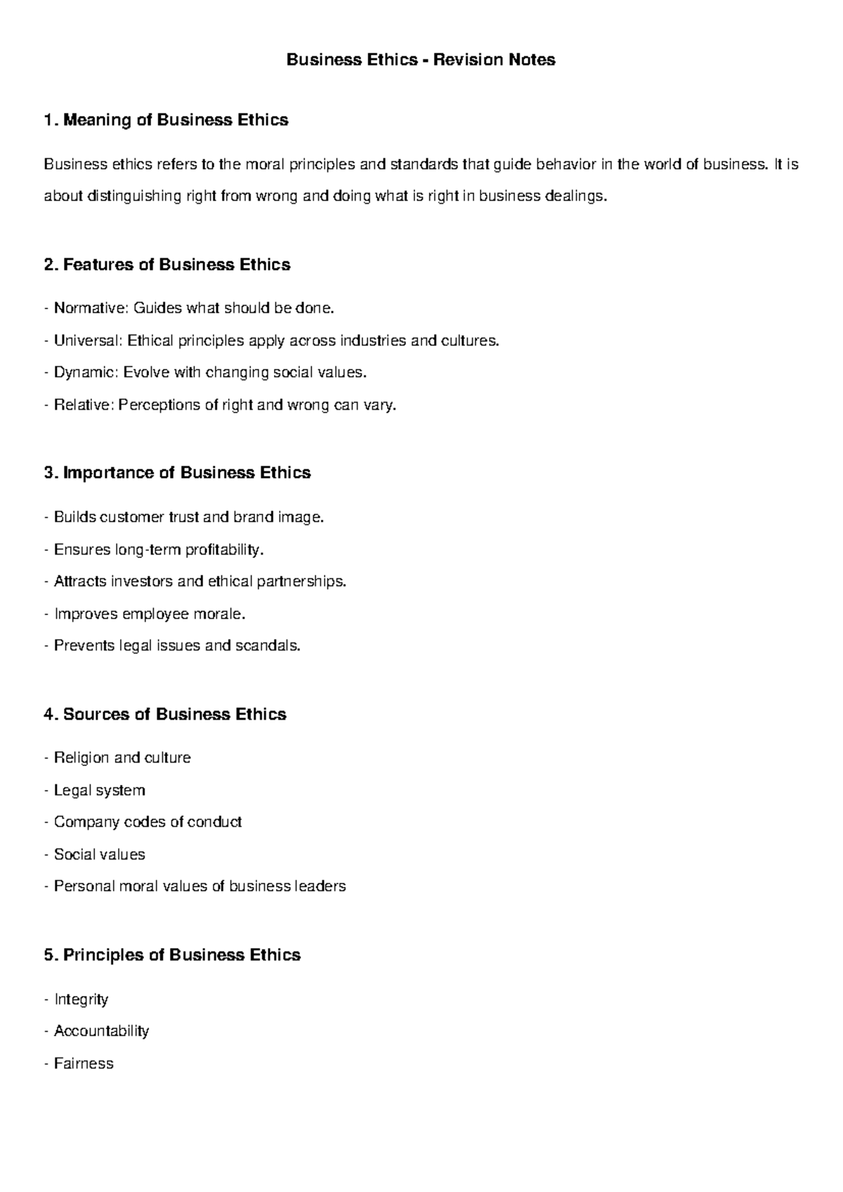 BUS 101: Business Ethics Final Exam Revision Notes and Key Concepts ...