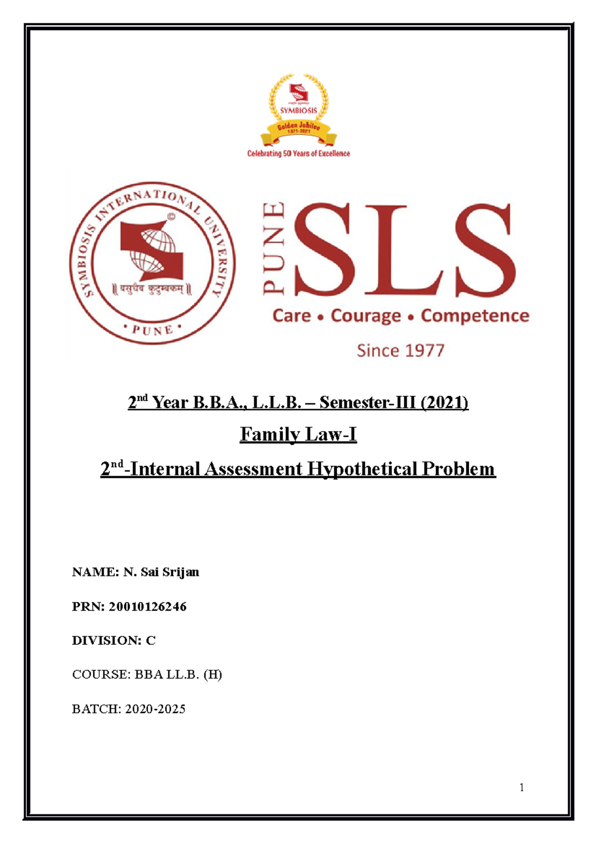 Family Law Case Analysis - 2 nd Year B.B., L.L. – Semester-III (2021 ...