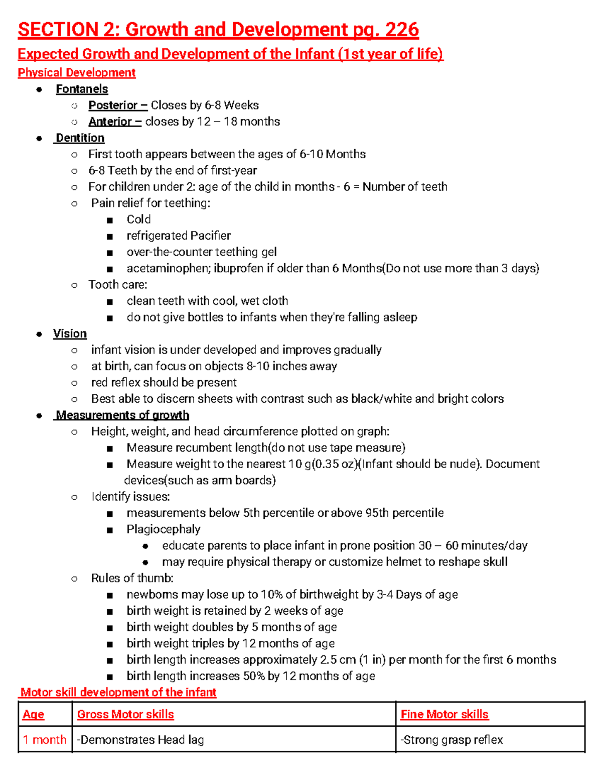 Nclex PEDS: Growth and Development of Infants and Toddlers - Studocu