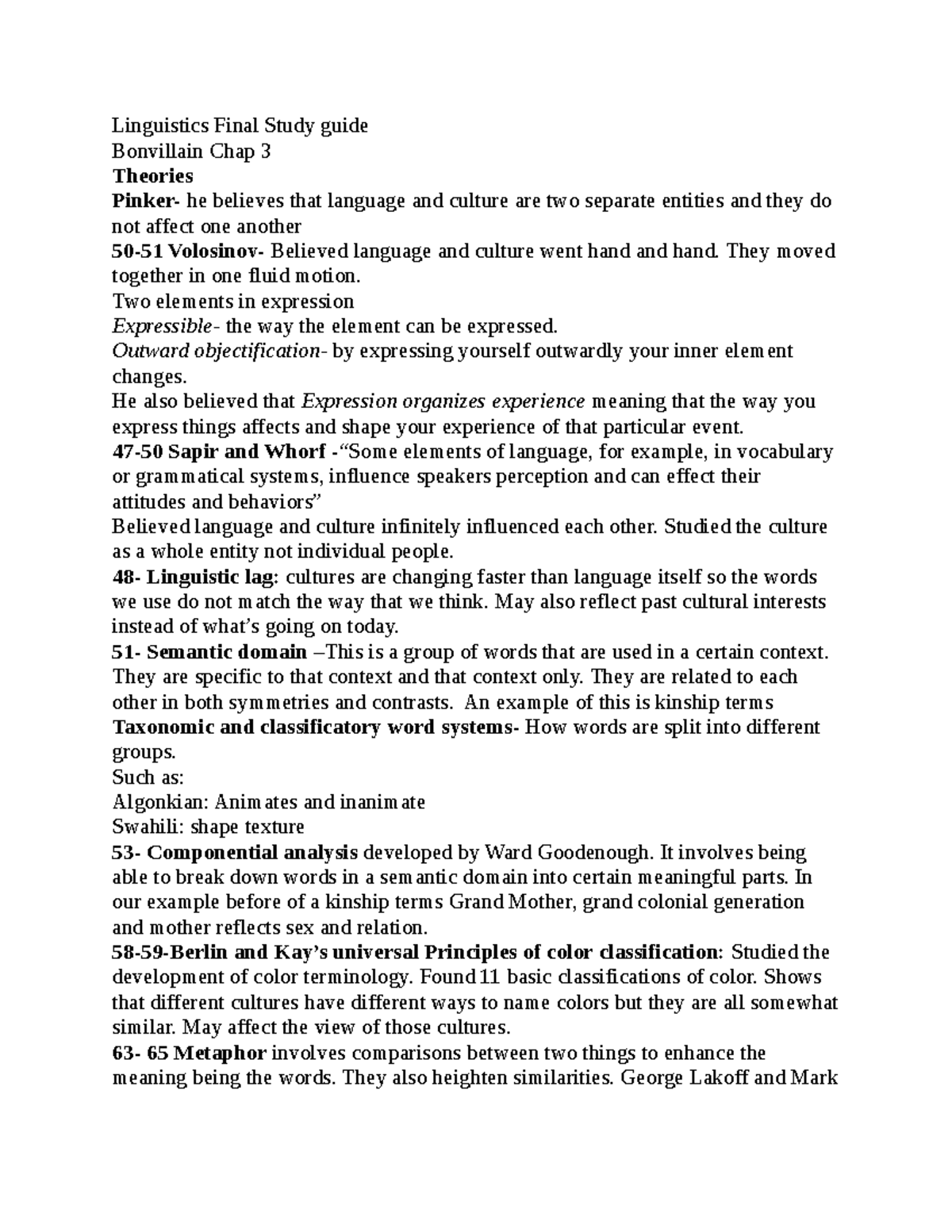Linguistics Final Exam Study Guide: Key Theories and Concepts - Studocu