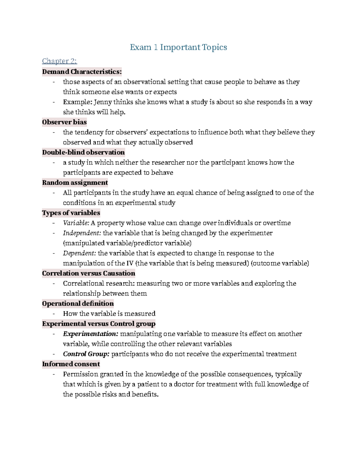 Exam 1 Review: Key Concepts from Unit 1 and Chapters 2-3 - Studocu