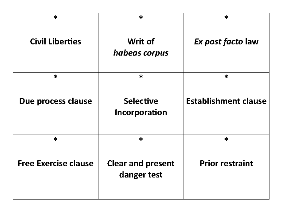 Civil Liberties & Rights: Flashcards for Unit 3 Study Guide - Studocu