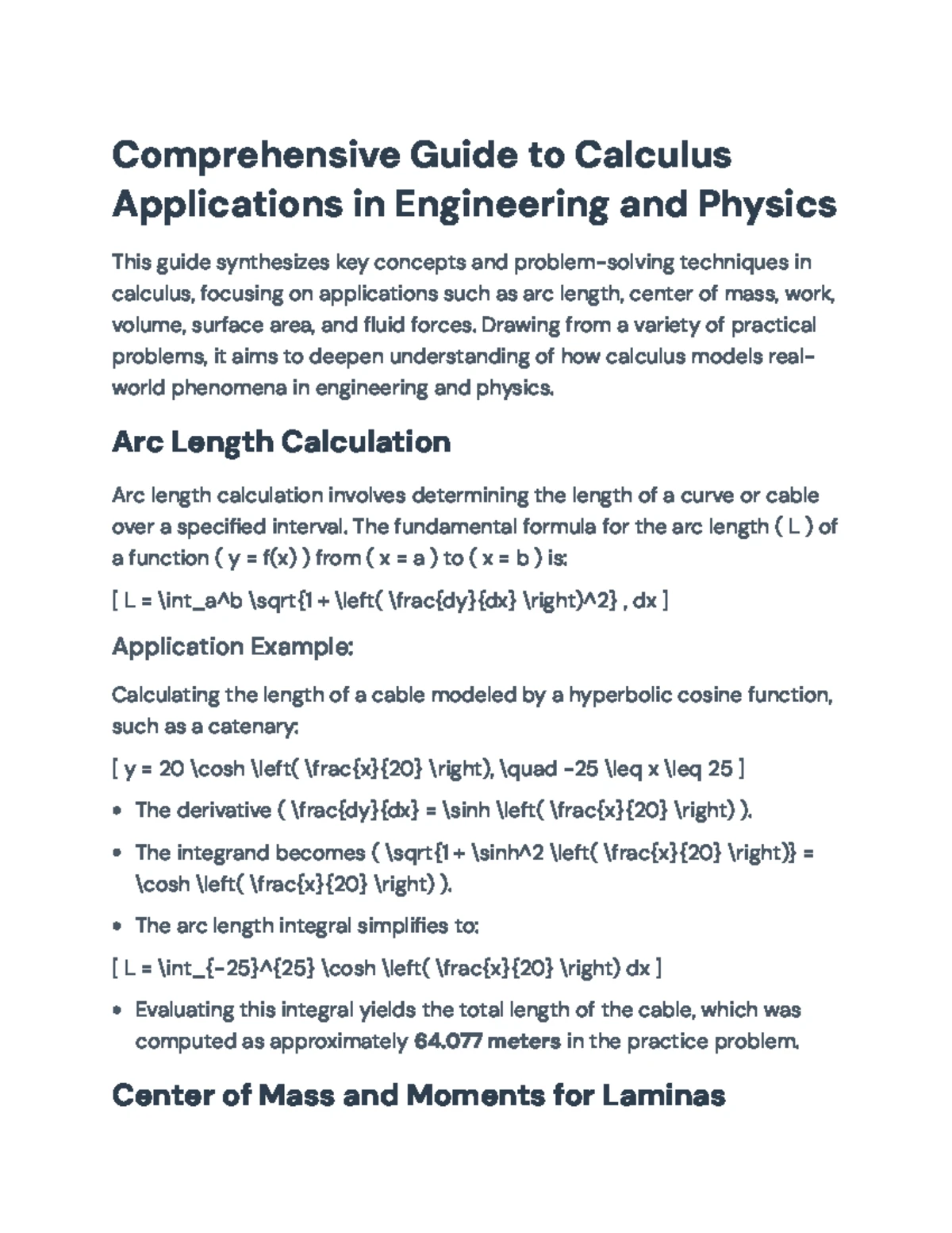 Comprehensive Guide to Calculus Applications in Eng & Physics (ENG101 ...