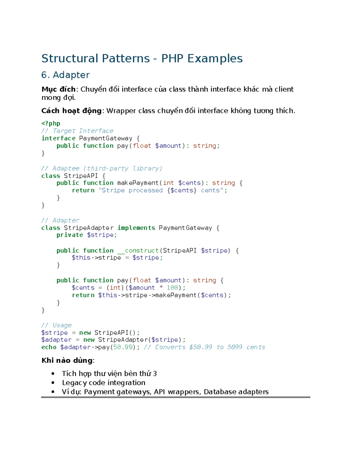 Structural Patterns in PHP: Adapter, Bridge, Decorator, Flyweight - Studocu