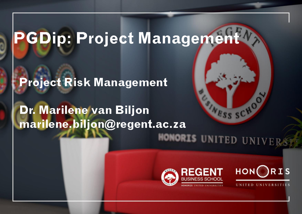 PGDip: Project Management - Risk Management Webinar 2 Overview - Studocu