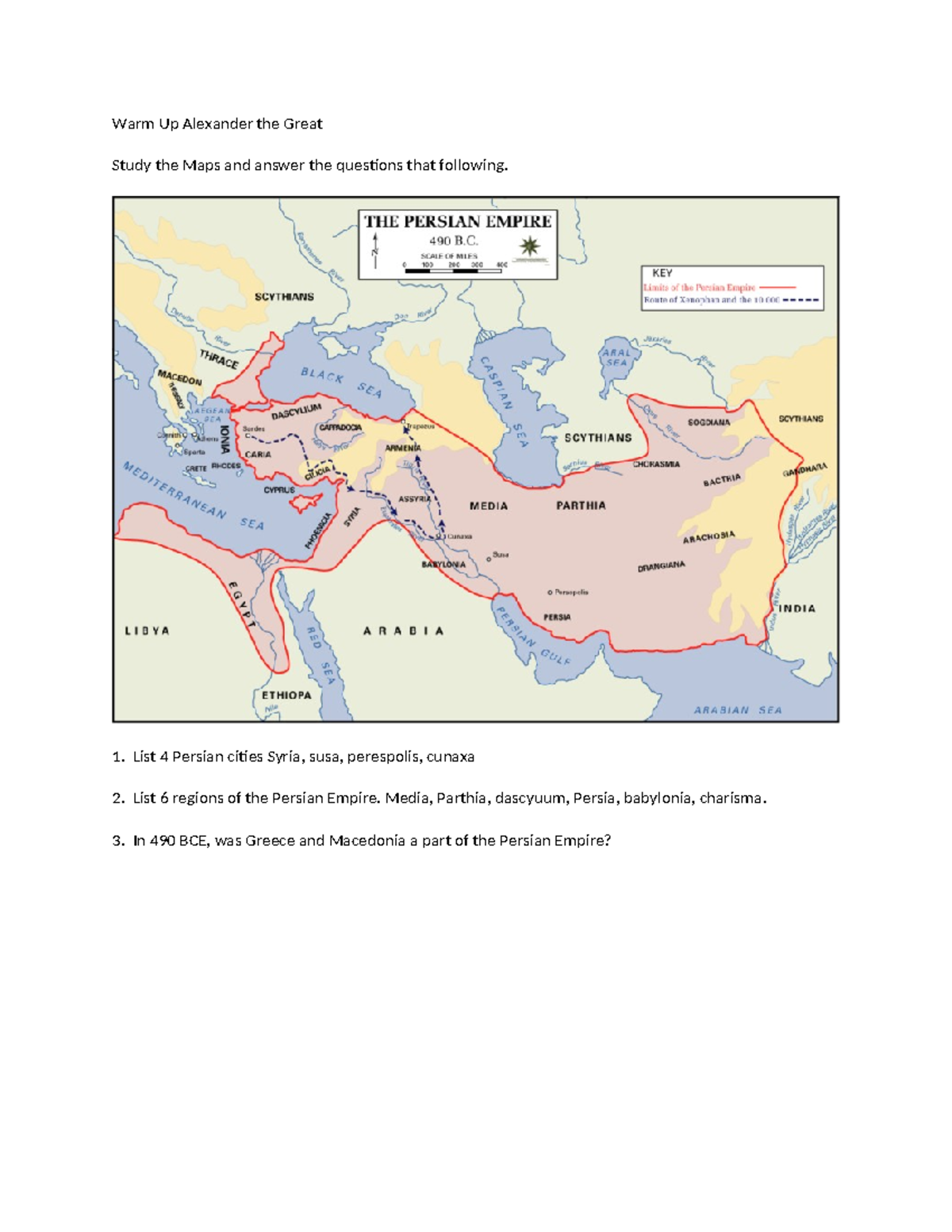 Warm Up: Alexander the Great - Maps & Questions Analysis - Studocu