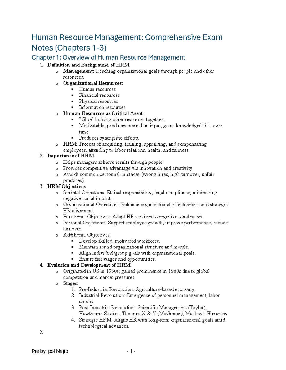 HRM 101: Comprehensive Exam Notes on Human Resource Management - Studocu