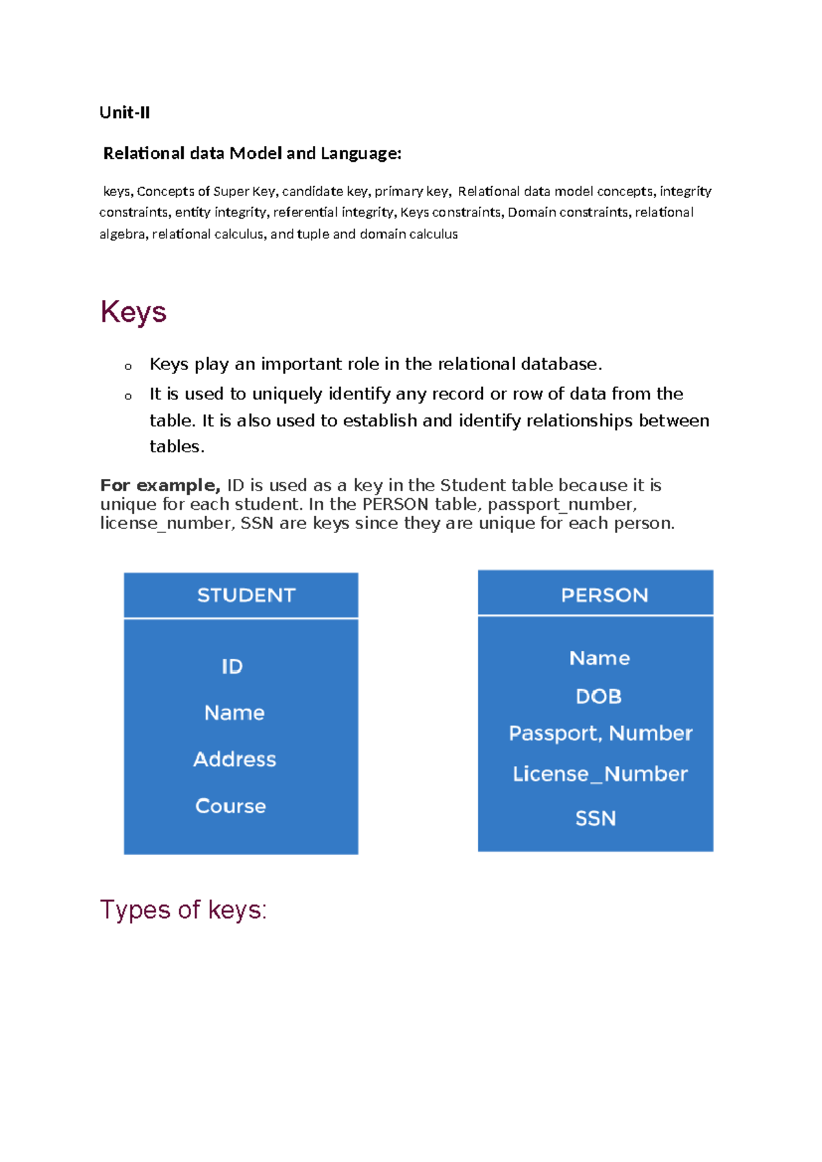DBMS 648354724: Relational Data Model & Key Concepts Notes - Studocu