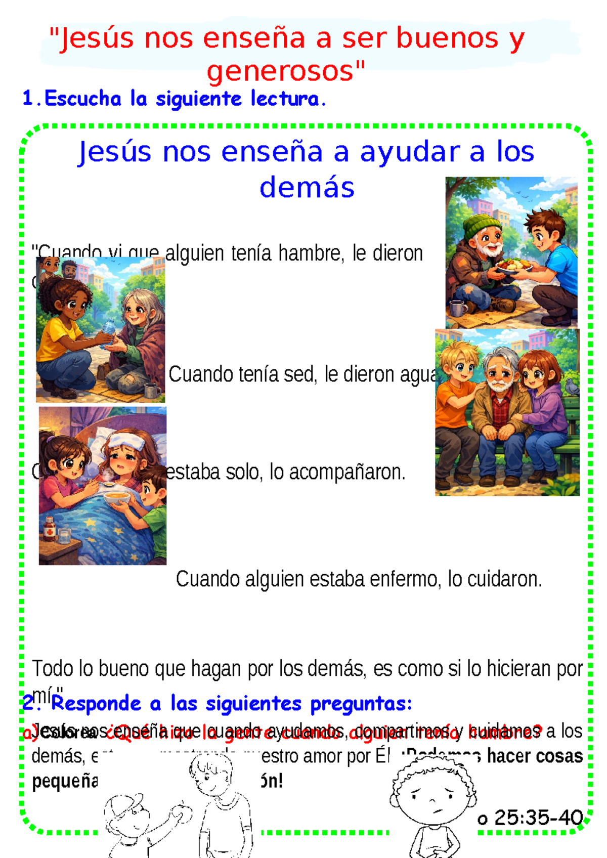 F. Lección sobre la Generosidad y el Amor de Jesús - Studocu
