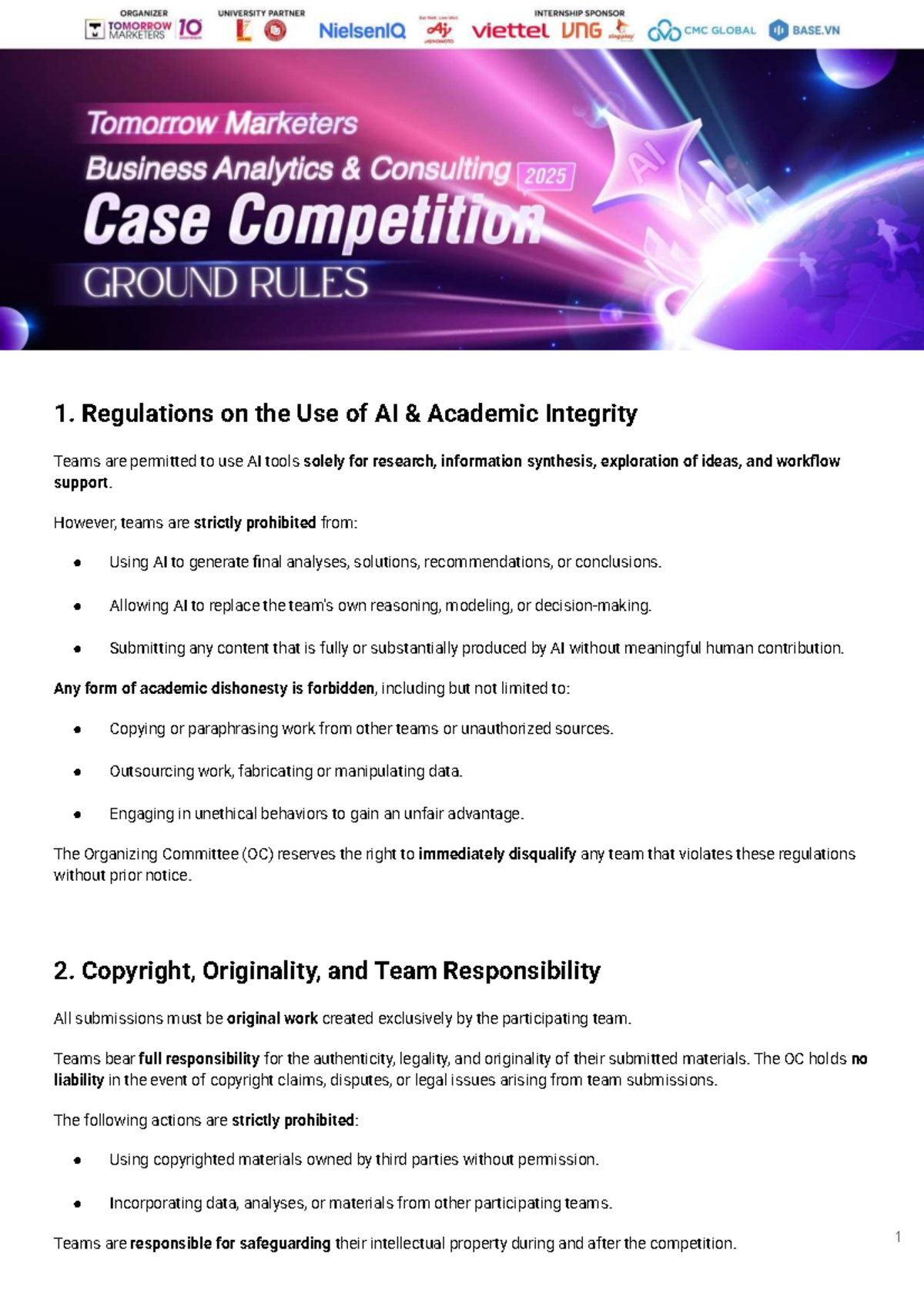 [Tmbacc 25] Official Ground Rules for AI Use in Competitions - Studocu
