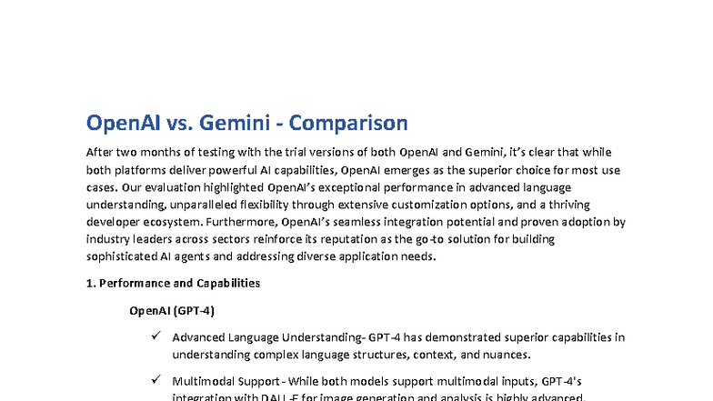 OpenAI vs. Gemini: A Comprehensive Comparison of AI Platforms - Studocu