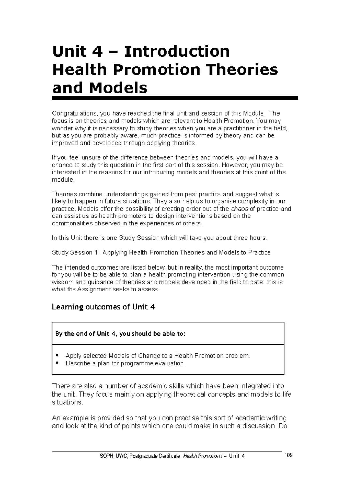 File 5 SOPH, UWC, Health Promotion I Unit 4 OERF - Unit 4 ...