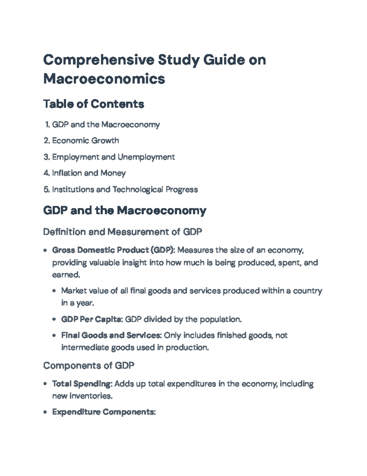 Econ 101 Final Exam Study Guide: GDP, Growth, and Labor Market Insights ...
