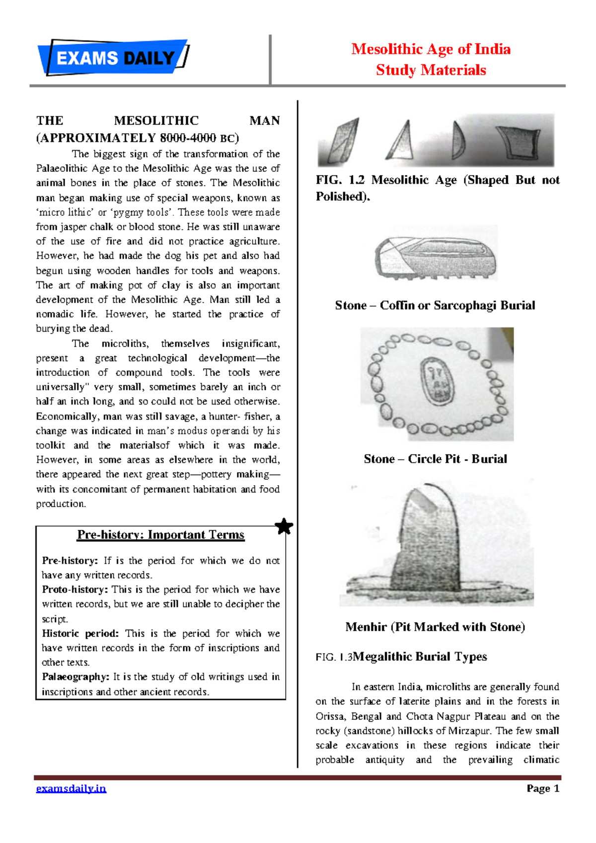 Mesolithic age of india - Mesolithic Age of India Study Materials ...