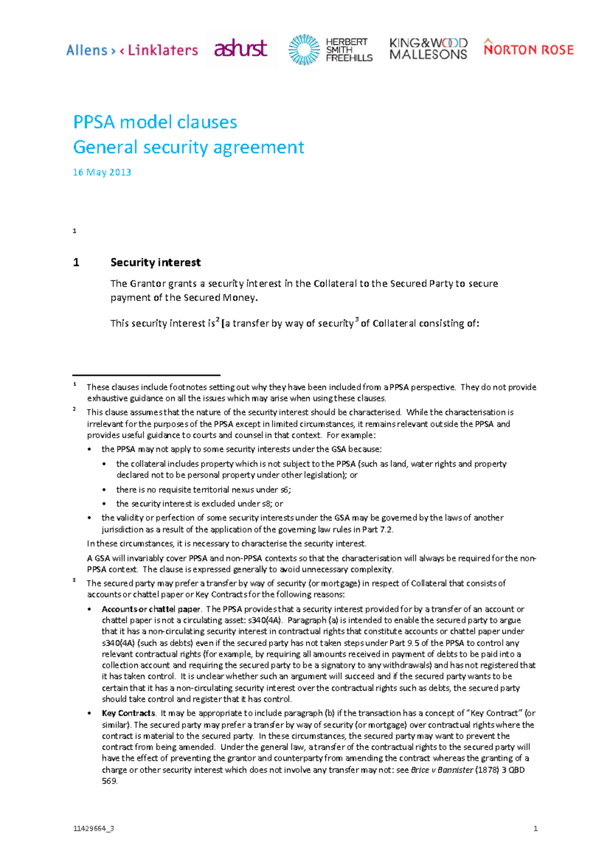 PPSA Model Clauses: General Security Agreement Overview - Studocu