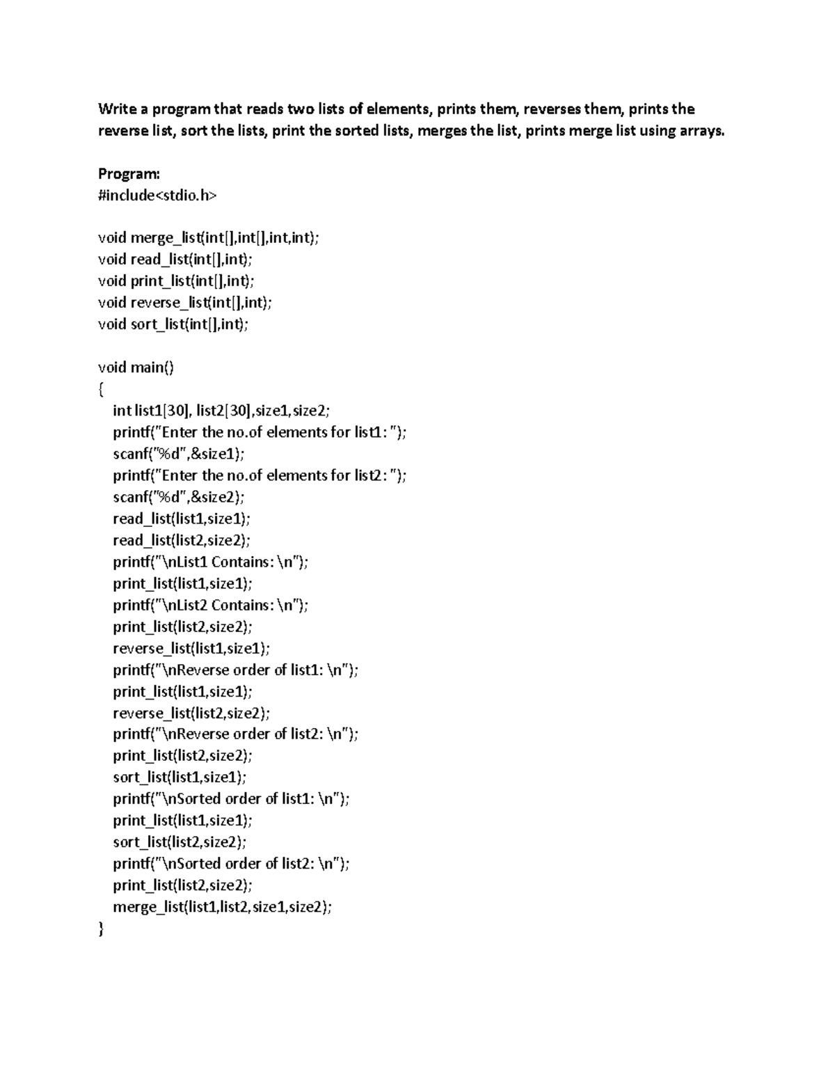 Week 2 - LAB PROG: List Operations in C Programming - Studocu