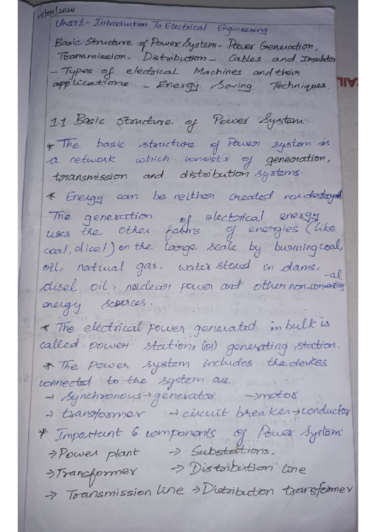 BES Final Exam Notes: Introduction to Electrical Engineering & Power ...