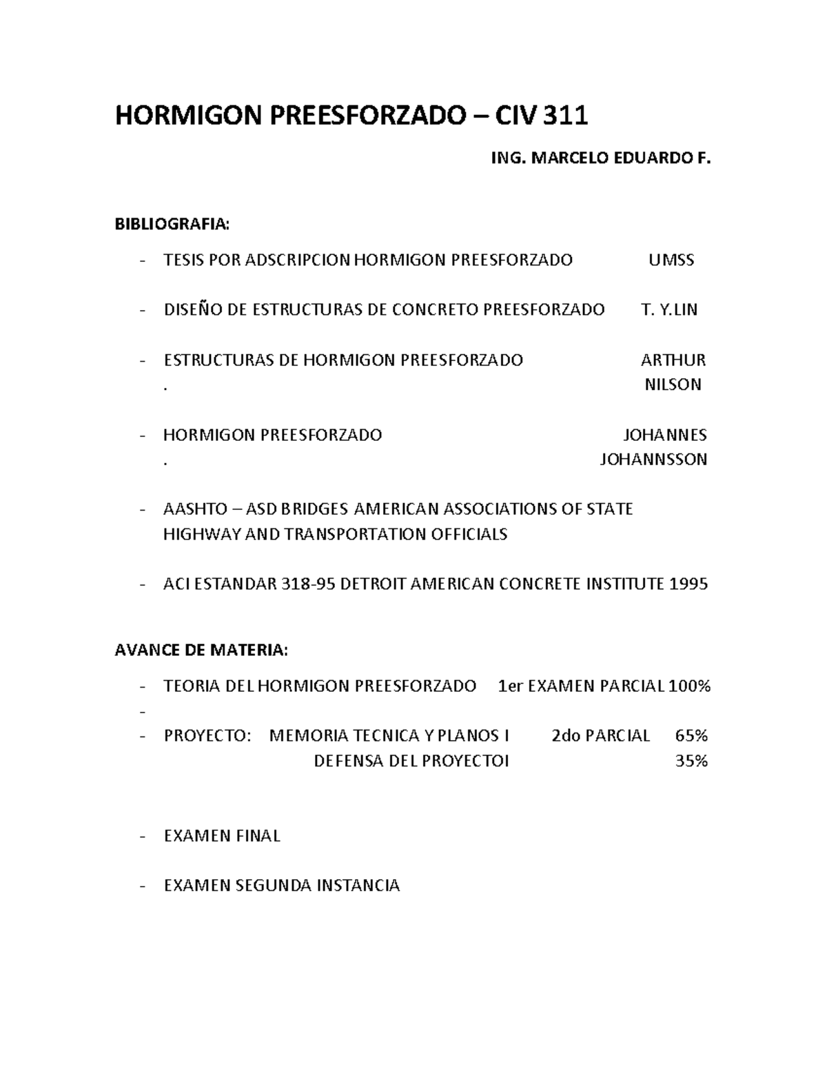 Hormigón Preesforzado: Notas Completas para CIV 311 - 1er Parcial - Document Preview