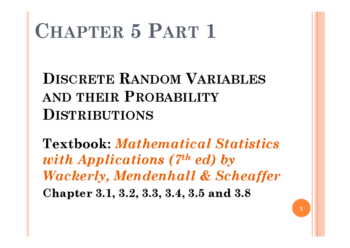 CHAPTER 5: DISCRETE RANDOM VARIABLES & PROBABILITY DISTRIBUTIONS - Studocu