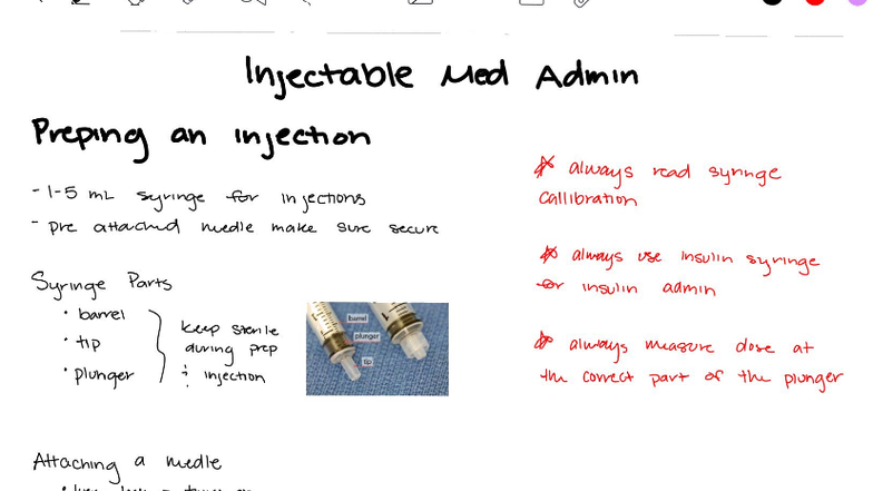 Injectable Med Admin: Preparing and Administering Injections - Studocu