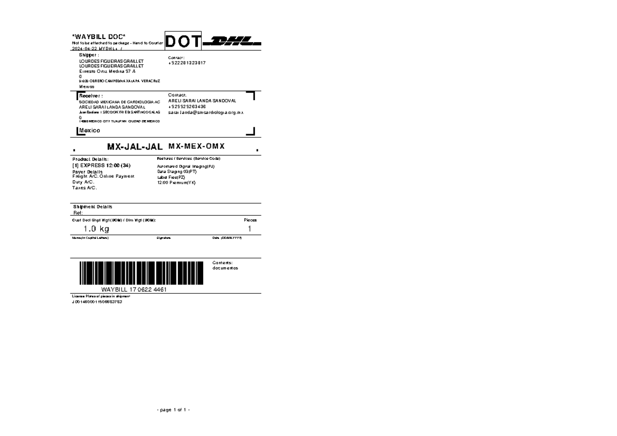 Waybill Doc 1706224461 - WAYBILL DOC Not to be attached to package ...