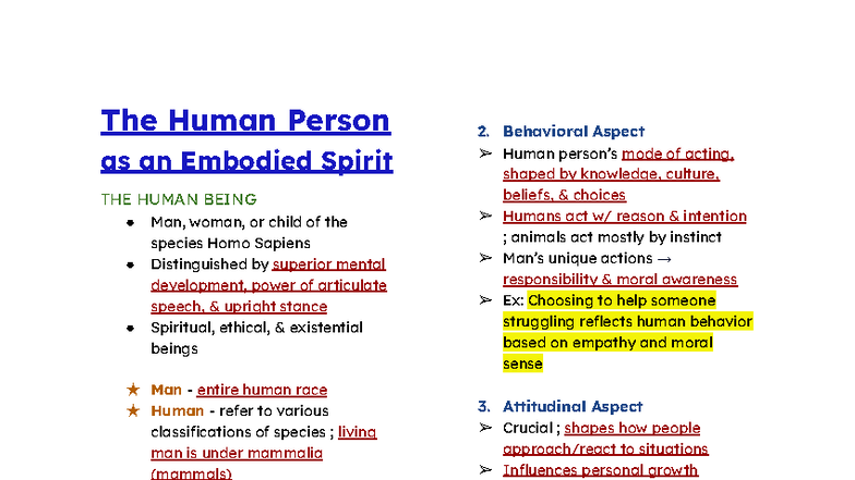 Philo 101: The Human Person as an Embodied Spirit - A Comprehensive ...