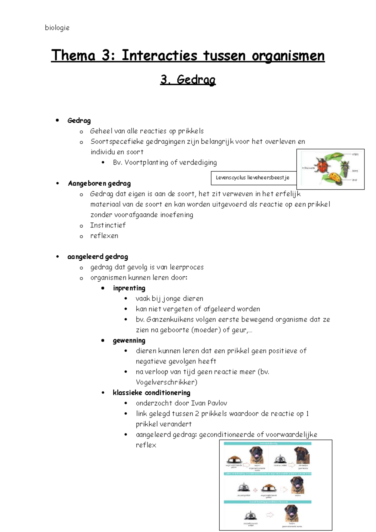 Biologie Thema 3: Gedrag en Interacties voor Overleving - Studocu