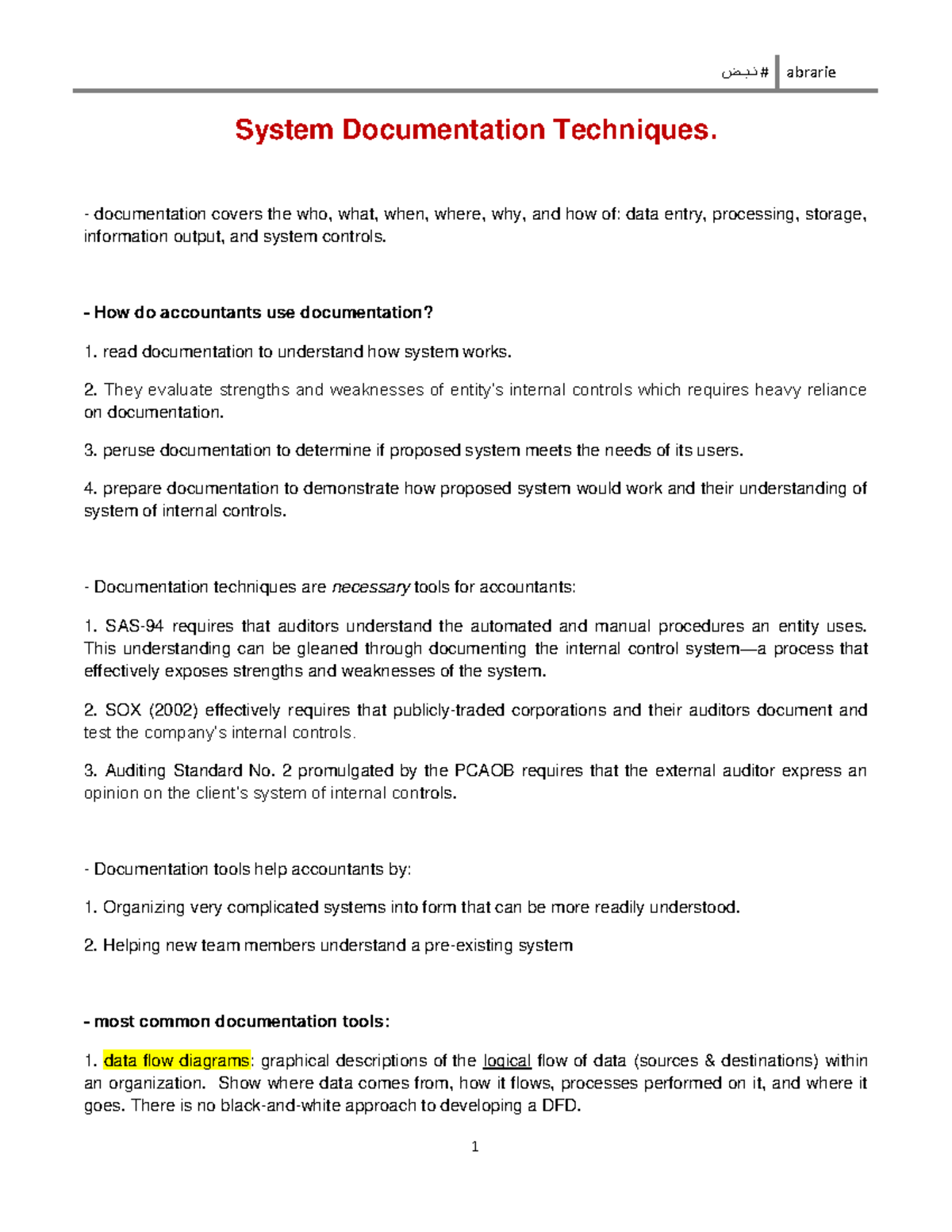 Chapter 3 - Test - System Documentation Techniques. documentation ...