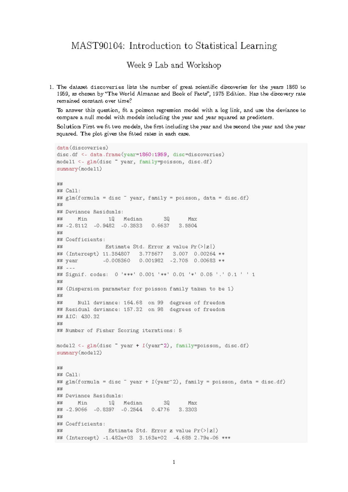 Lab9sol - solution - MAST90104: Introduction to Statistical Learning ...