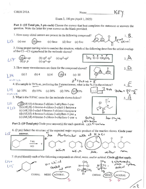 Final Exam Study Notes for Course Code XX123 - V2 CHEM 241A Name KEY ...