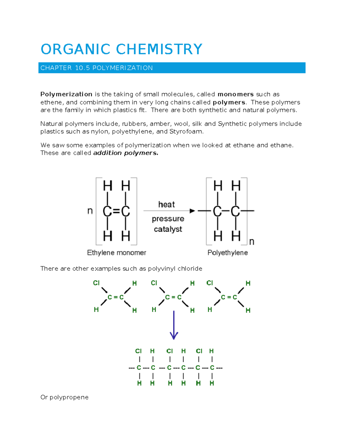 Chem 30 Chapter 10.5: Polymerization Reactions Explained - Studocu