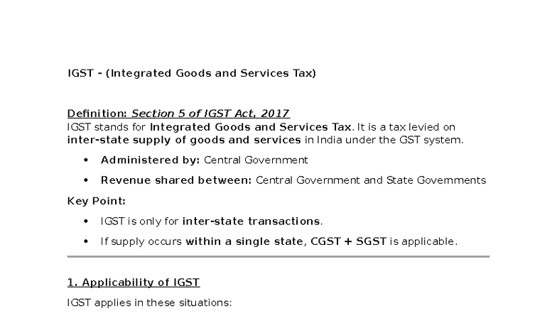 IGST 2017: Comprehensive Overview of Integrated Goods and Services Tax ...