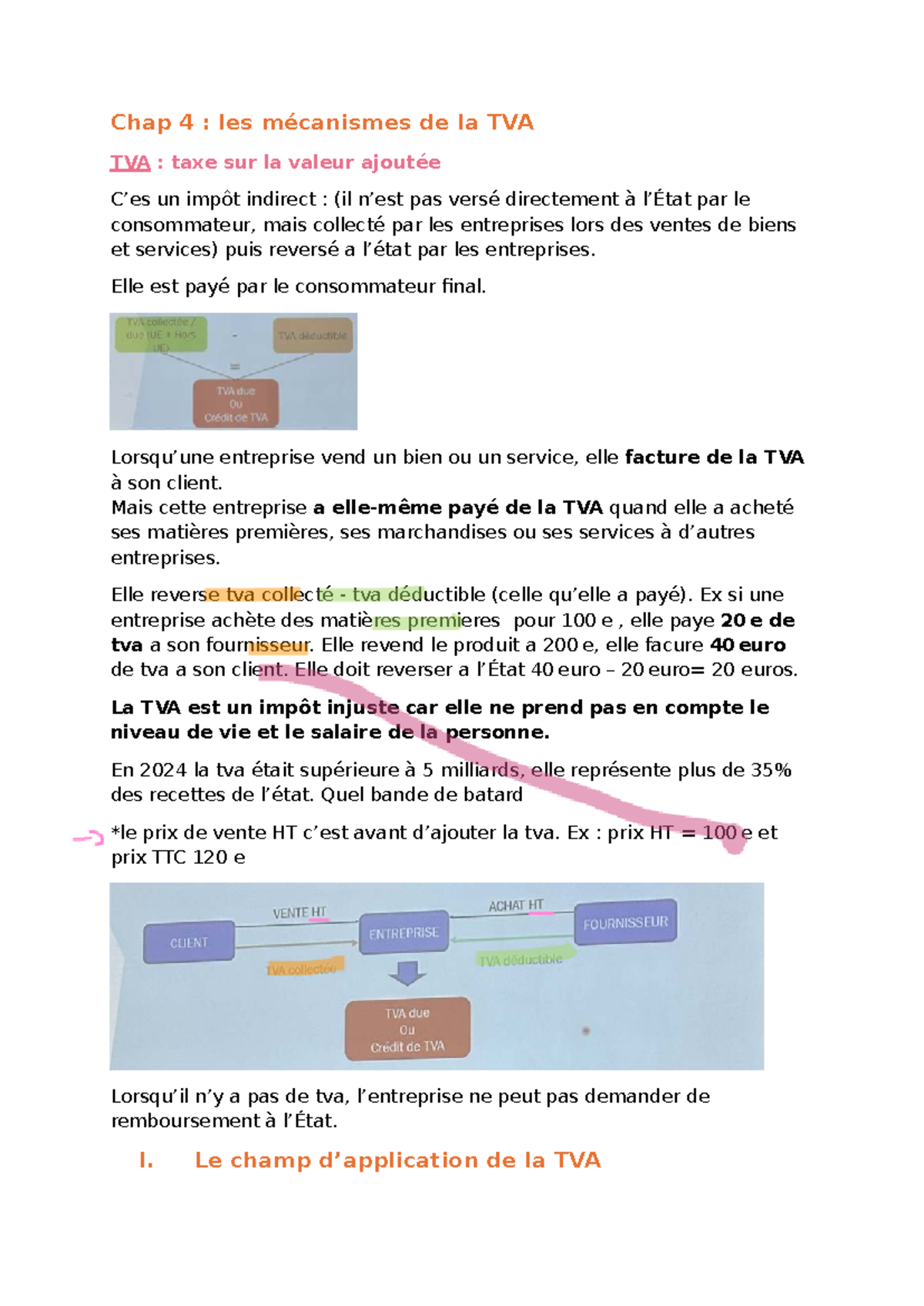 Chap 4 : Mécanismes de la TVA - Taxe sur la Valeur Ajoutée - Studocu