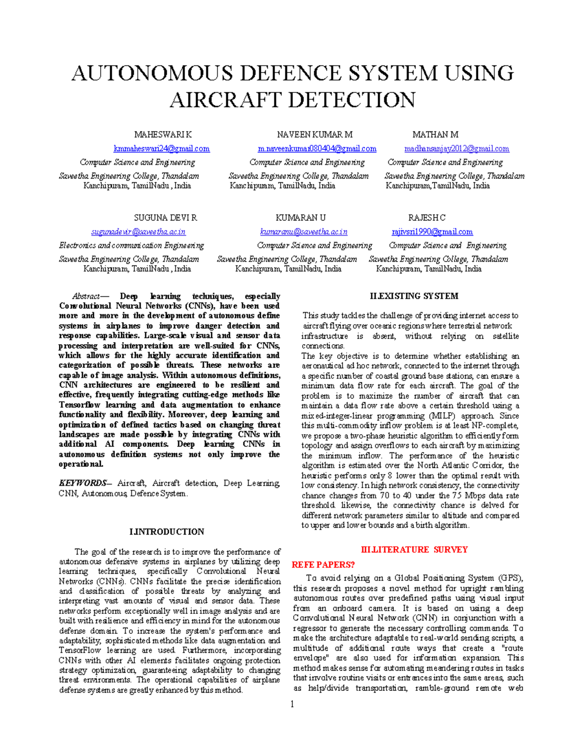 AUTONOMOUS DEFENSE SYSTEMS: DEEP LEARNING & AIRCRAFT DETECTION (CSE ...