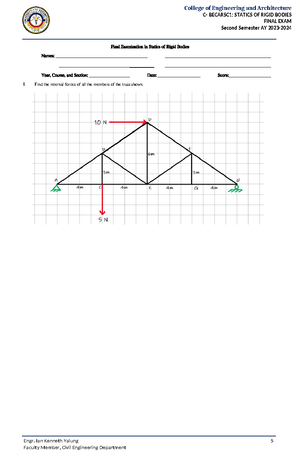 Finals in Statics Set 1 - Engineering Mechanics - College of ...