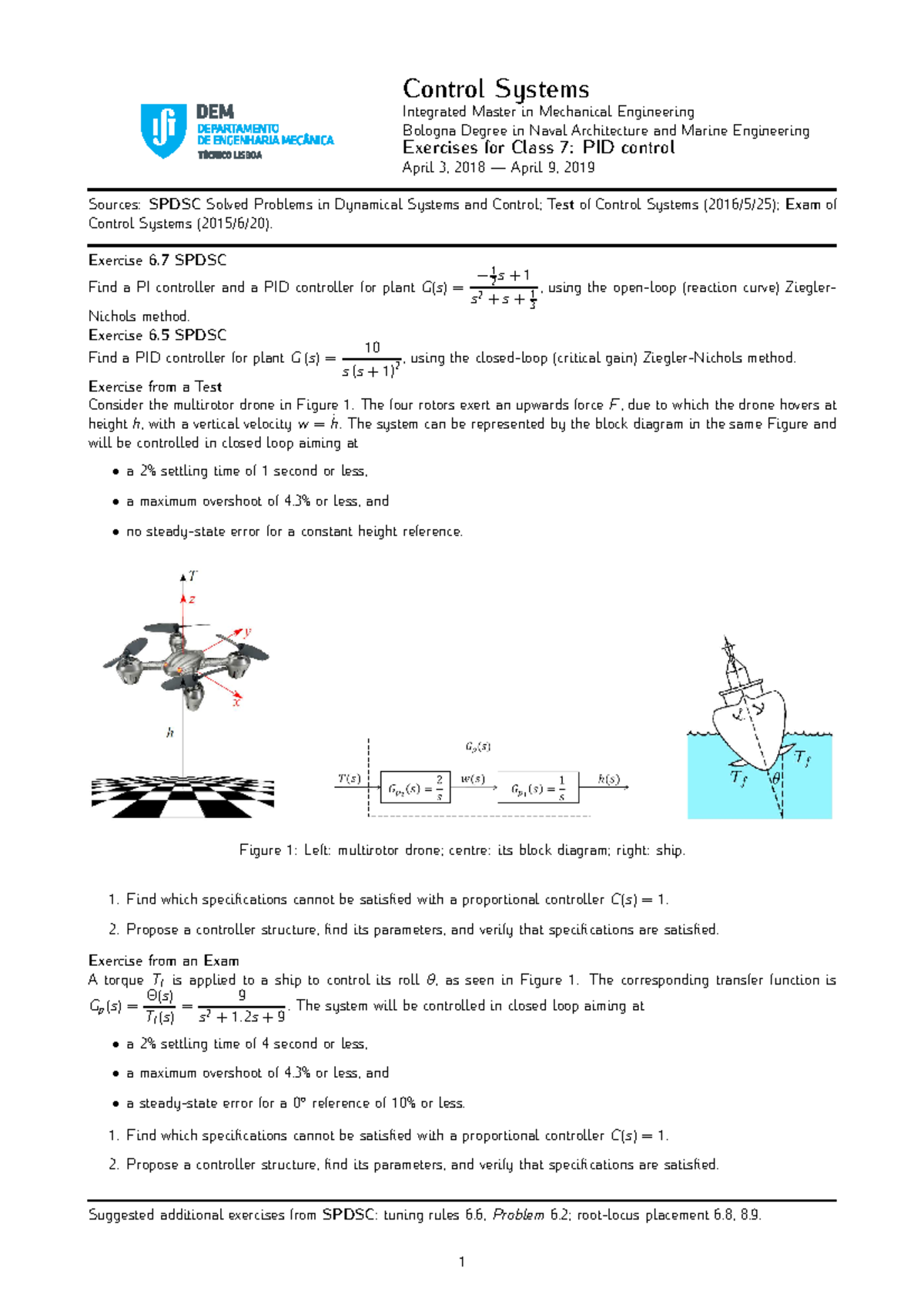 Problems 07 - Control Systems Integrated Master in Mechanical ...